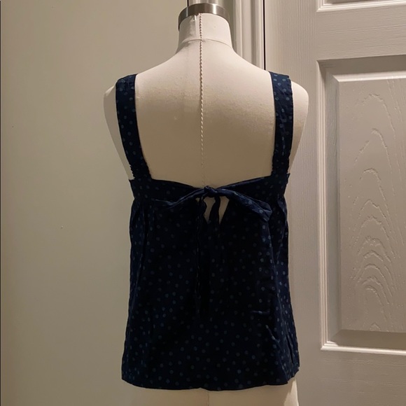 American Eagle Polka Dot Smock Tie Back Top - Picture 4 of 12